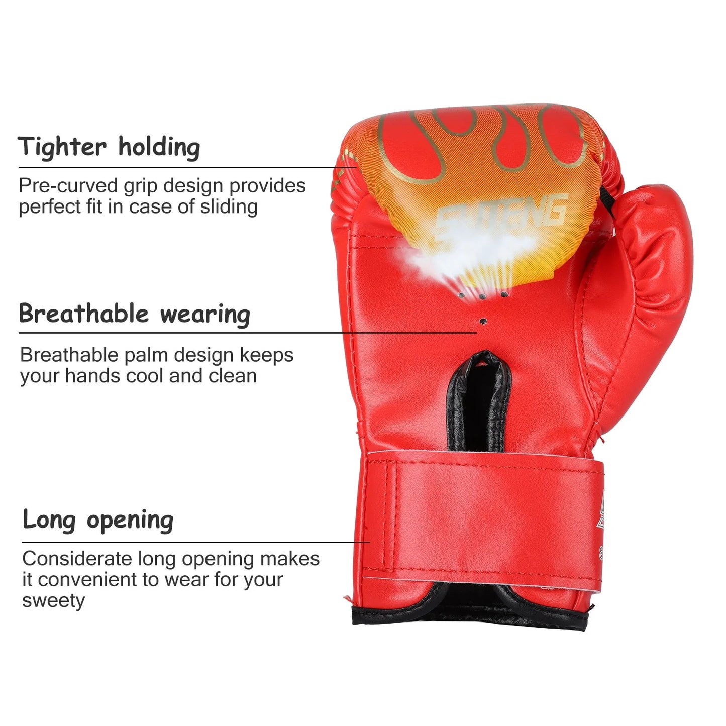 Small Boxing Gloves, Cartoon PU Leather Sparring Grappling Punch Training Boxing Gloves, 3Oz Breathable and Lightweight Boxing Gloves with Adjustable Sticky Wrist Strap