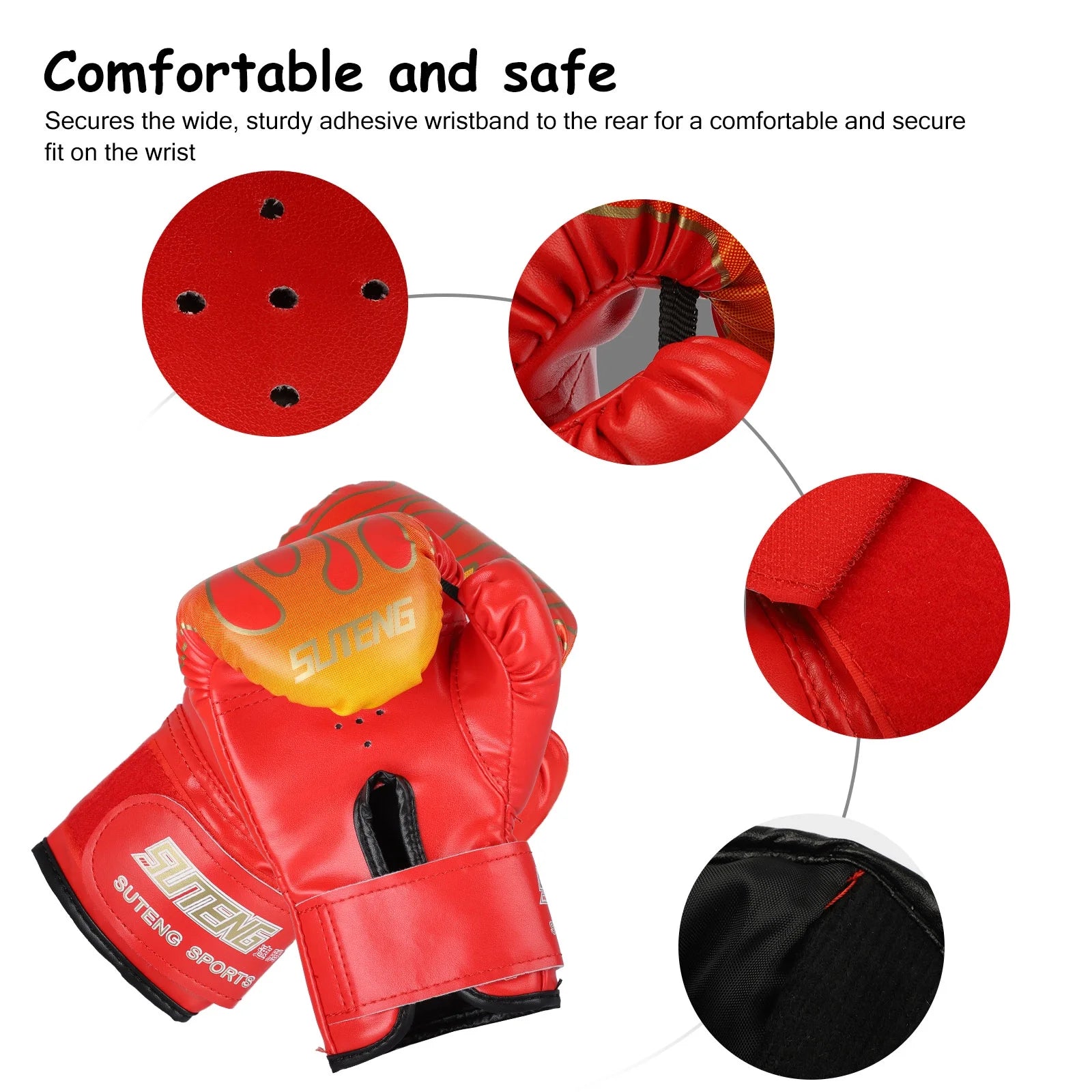 Small Boxing Gloves, Cartoon PU Leather Sparring Grappling Punch Training Boxing Gloves, 3Oz Breathable and Lightweight Boxing Gloves with Adjustable Sticky Wrist Strap